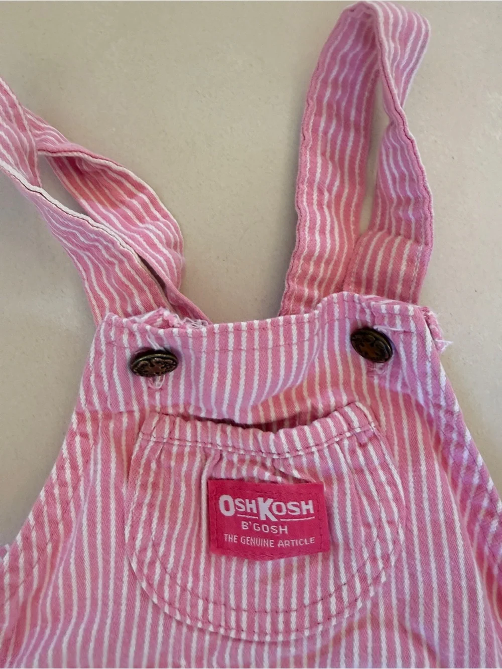 OshKosh B'gosh Pink and White Striped Overalls